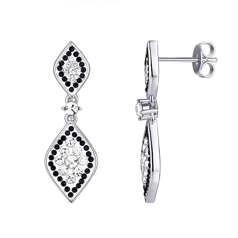 Chrystina Silver Plated Black & White Drop Crystal Earrings, Women's, Silver Tone Product Image