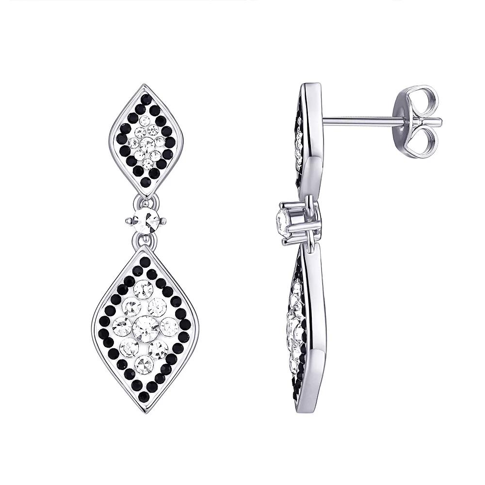 Chrystina Silver Plated Black & White Drop Crystal Earrings, Women's, Silver Tone Product Image