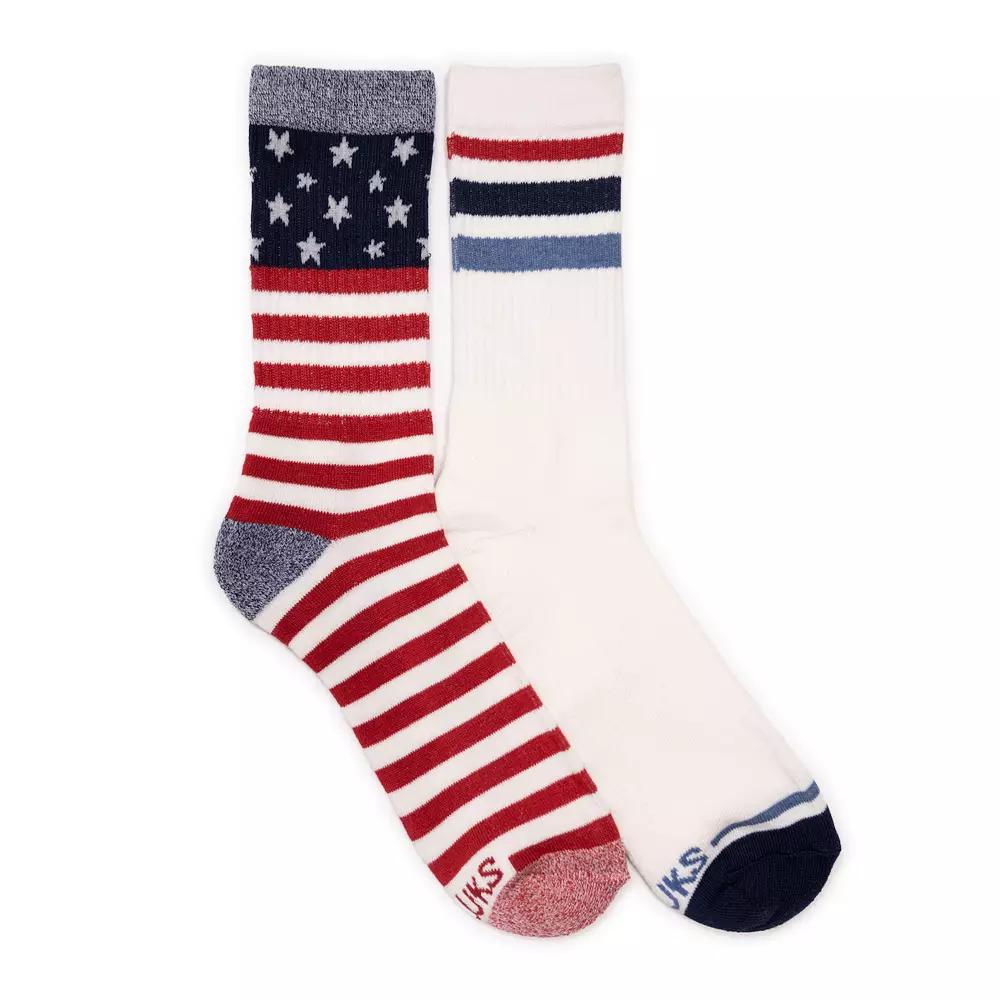 MUK LUKS Patriotic Crew Socks 2-Pack, Women's, Retro Americana Product Image