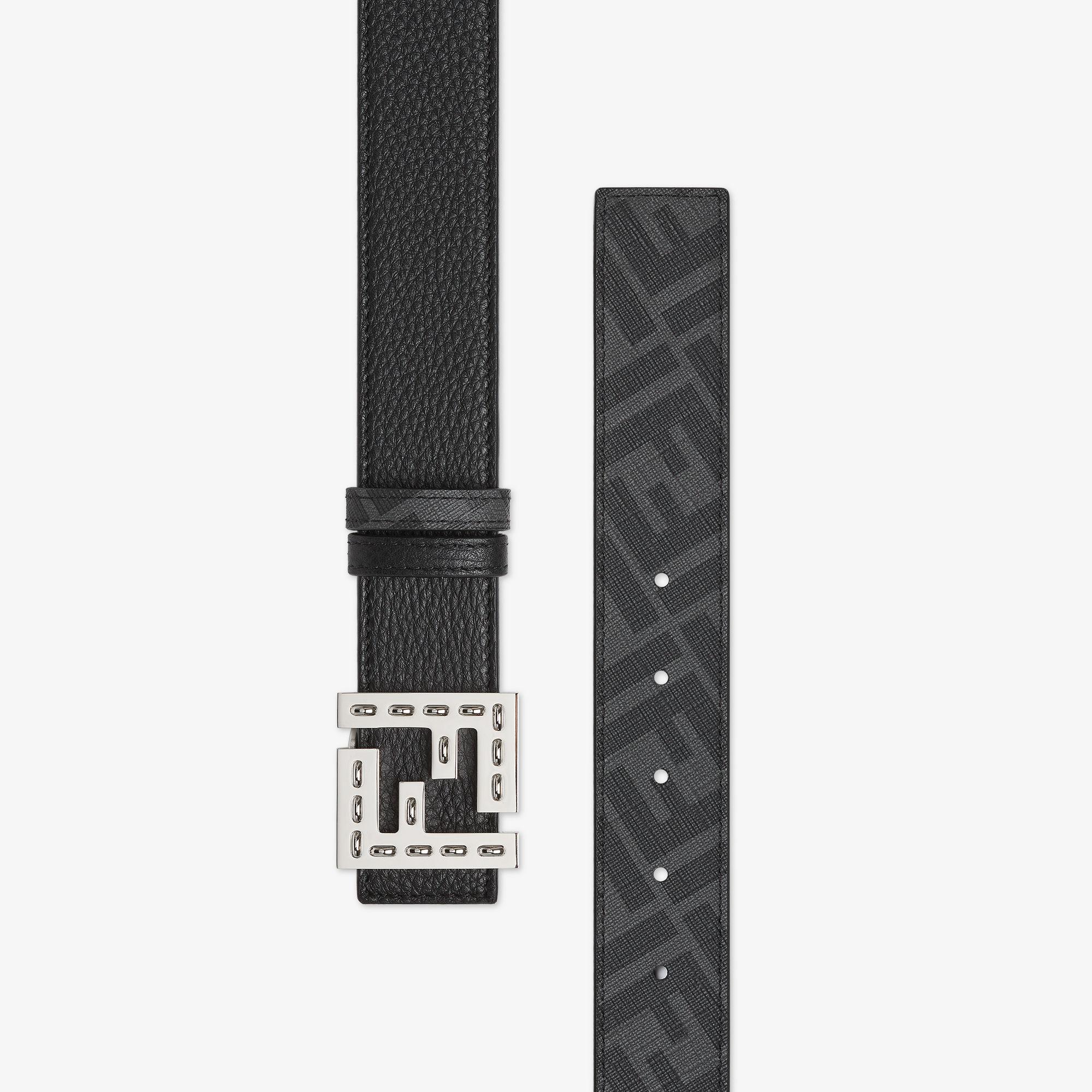 FF Squared BeltCuoio Romano leather and black FF canvas reversible belt Product Image