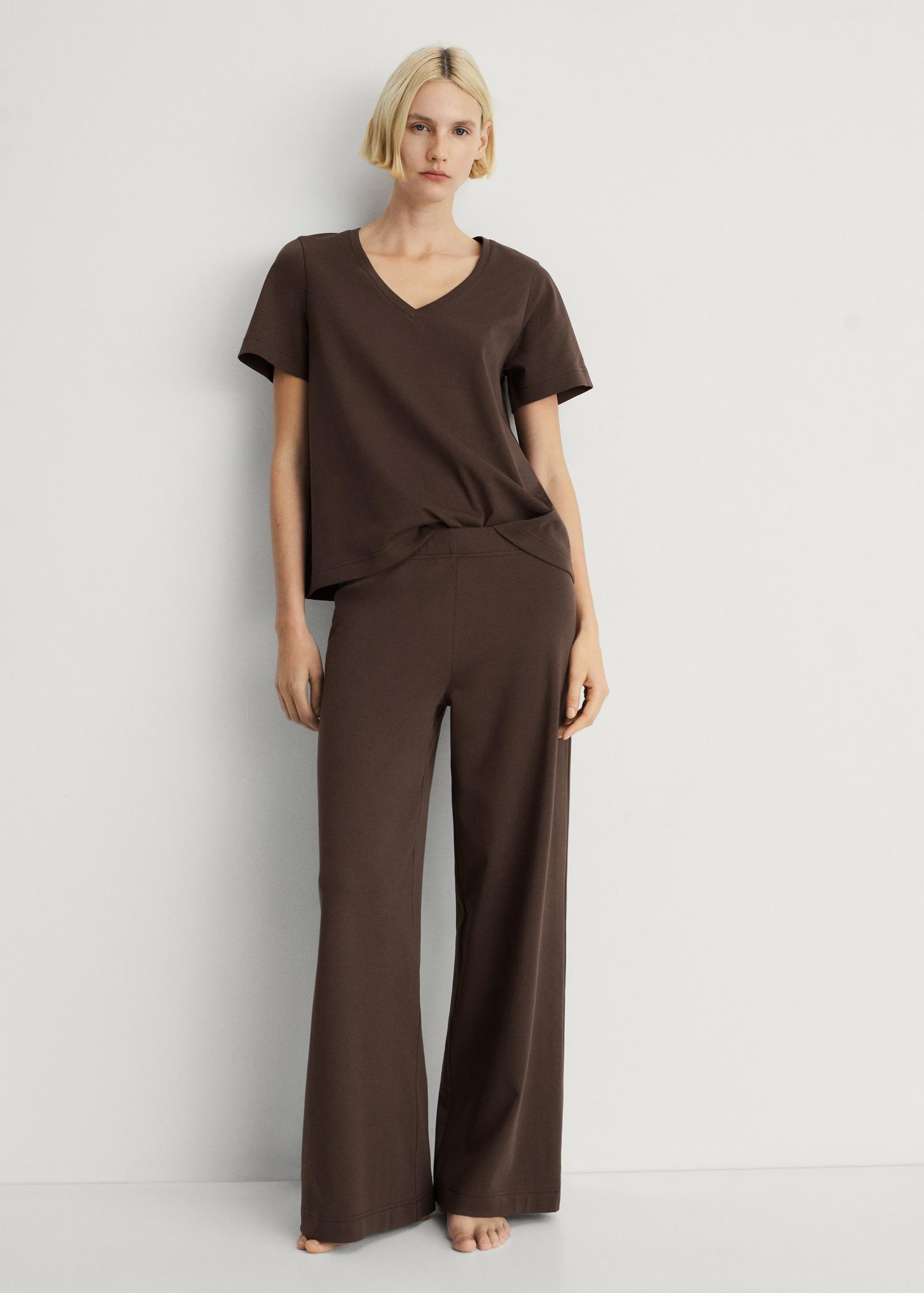 Plain cotton pajama pants - Women | MANGO USA Product Image