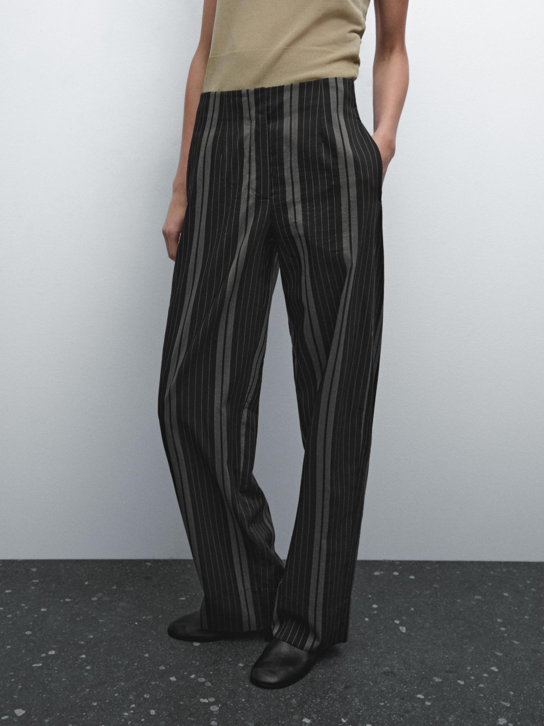 Lightweight striped flowing trousers Product Image