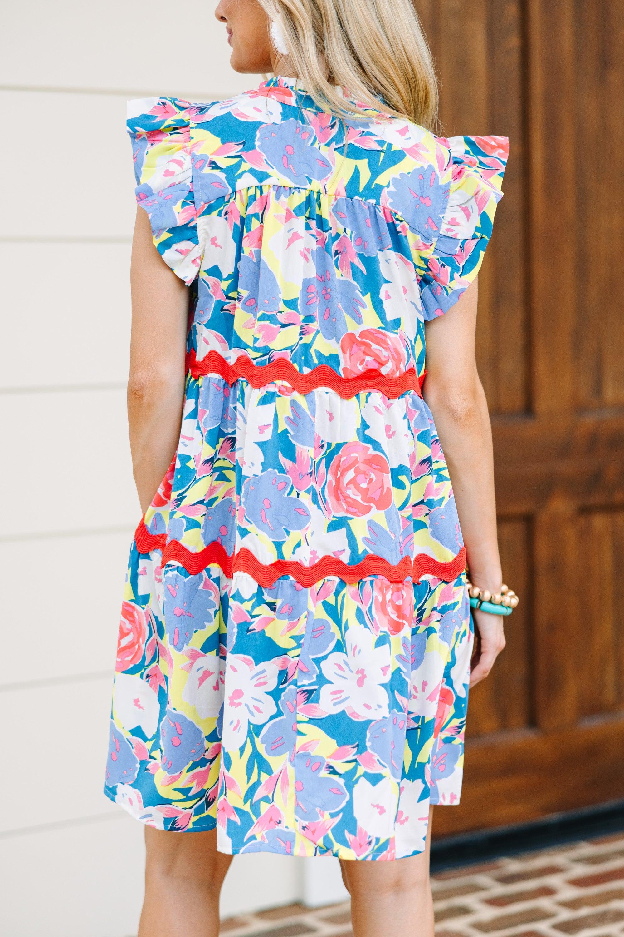 Sweet Moments Teal Green Floral Babydoll Dress Female Product Image