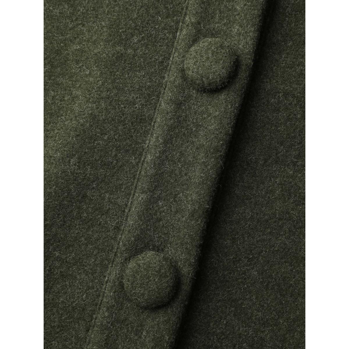 Plus Size Flared Sleeve A-Line Button Jacket Women ArmyGreen Timeless Pleated Loose Ladies Elegant Winter Coats BloomChic 28/5X Product Image