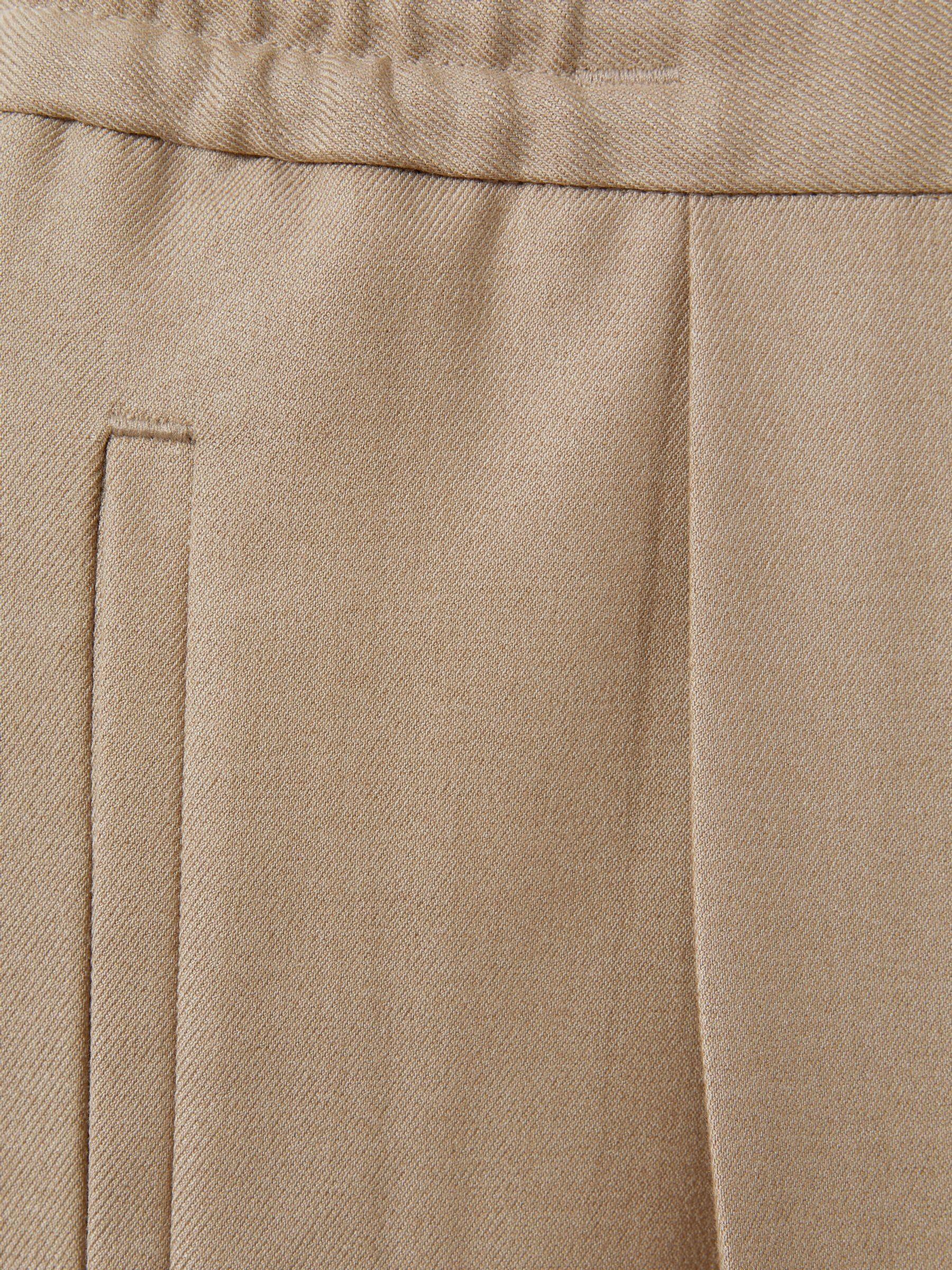 Relaxed Drawstring Trousers with Turn-Ups in Soft Camel Brown Product Image