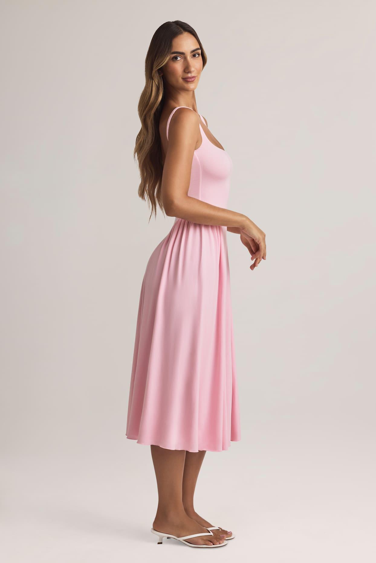 Modal A-Line Midaxi Dress in Pastel Pink Product Image