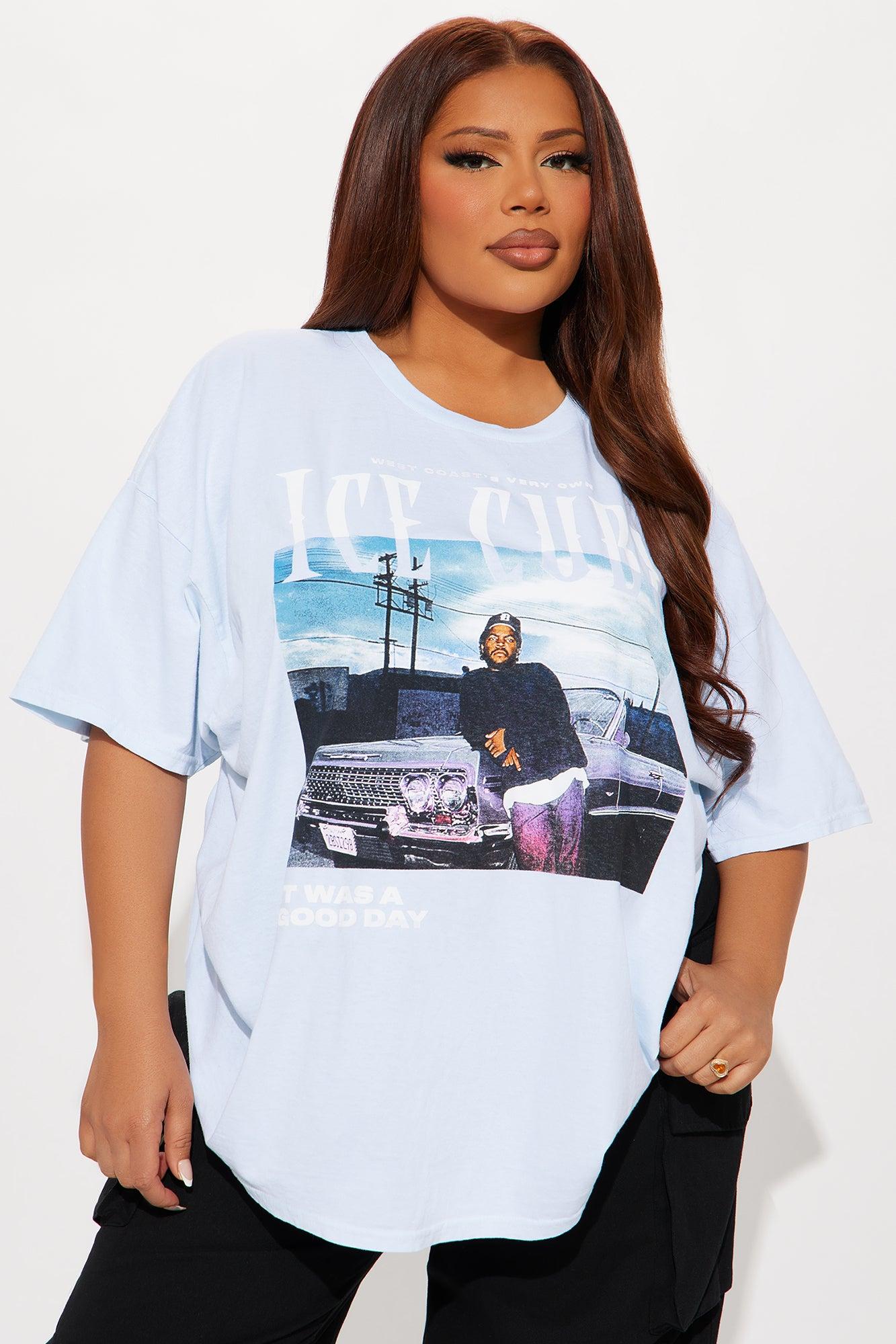 Ice Cube Tour Washed Oversized Tee - Light Blue Product Image