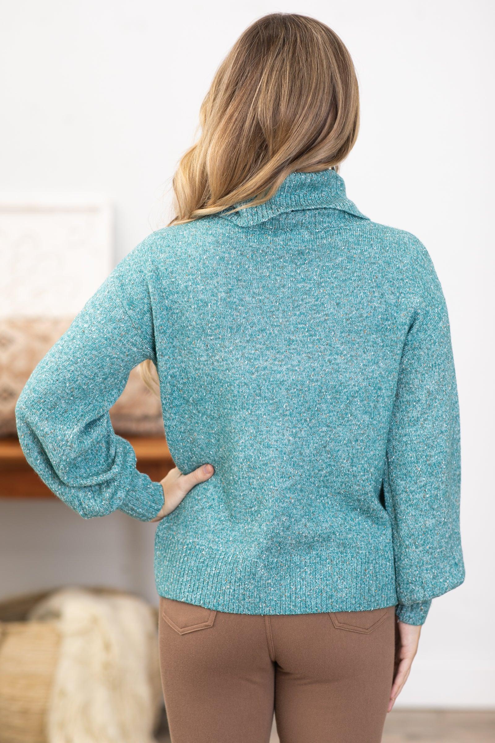 Turquoise Cowl Neck Sweater Product Image