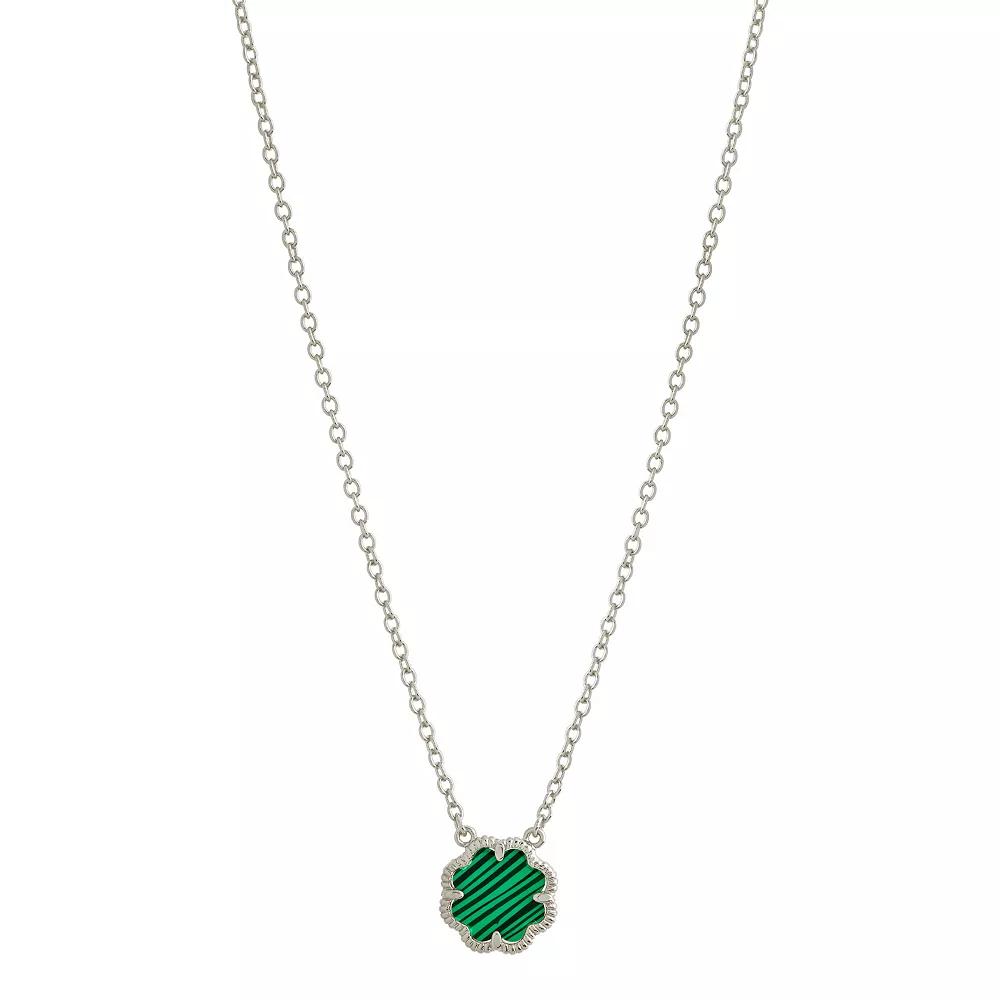 MC Collective Mother-of-Pearl Flower Medallion Necklace, Women's, Size: 18", Silver Tone Product Image