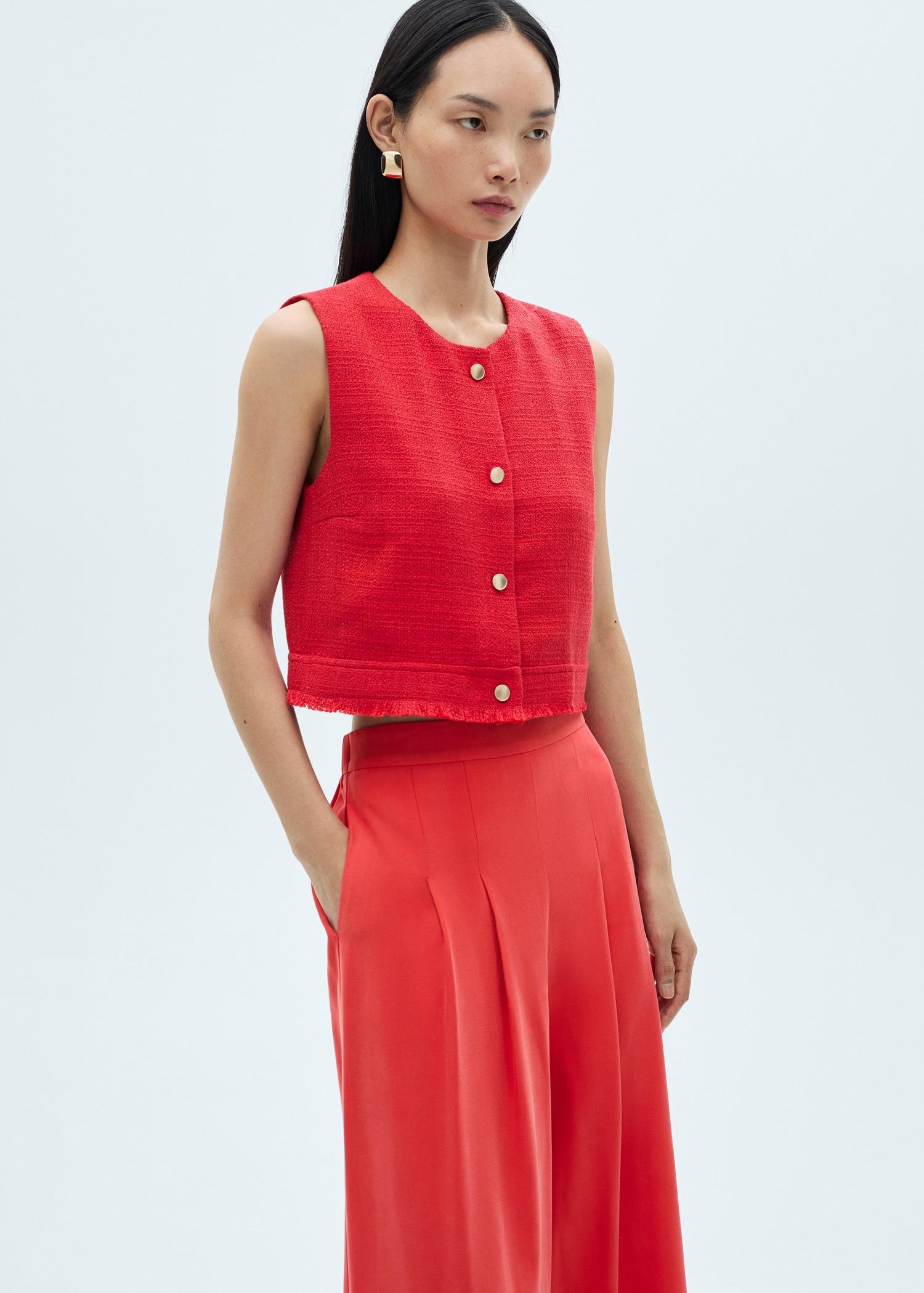 Wide-leg pleated pants - Women | MANGO USA Product Image