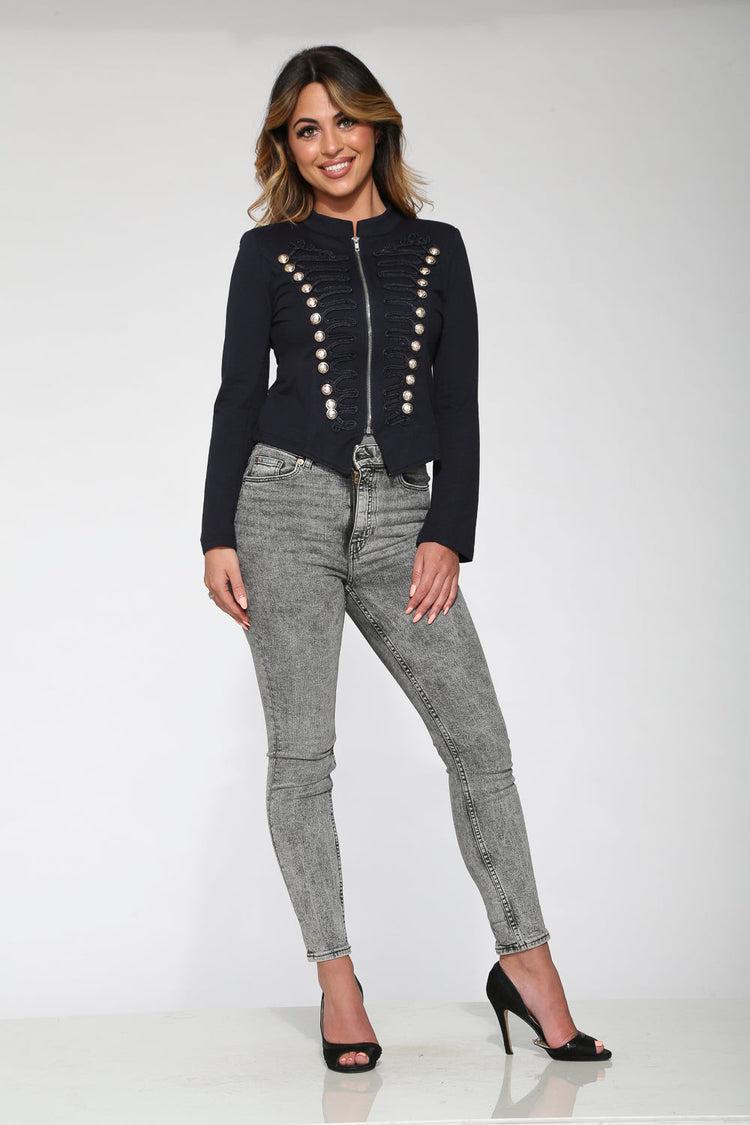 Navy Blue Military Jacket Product Image