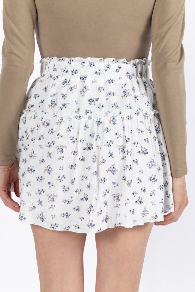 Garden Party Ivory and Blue Floral Print Gauze Skort FINAL SALE Product Image