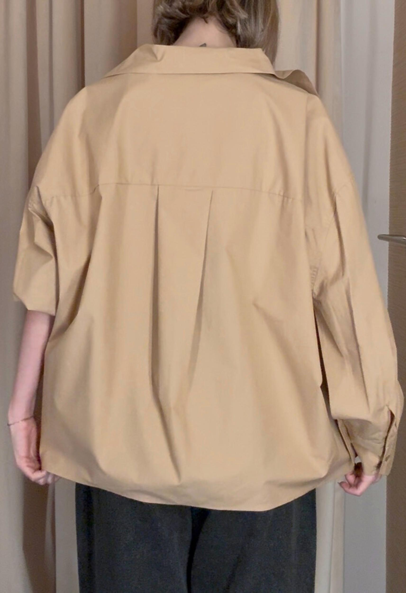 High Collar Button Down in Tan Product Image