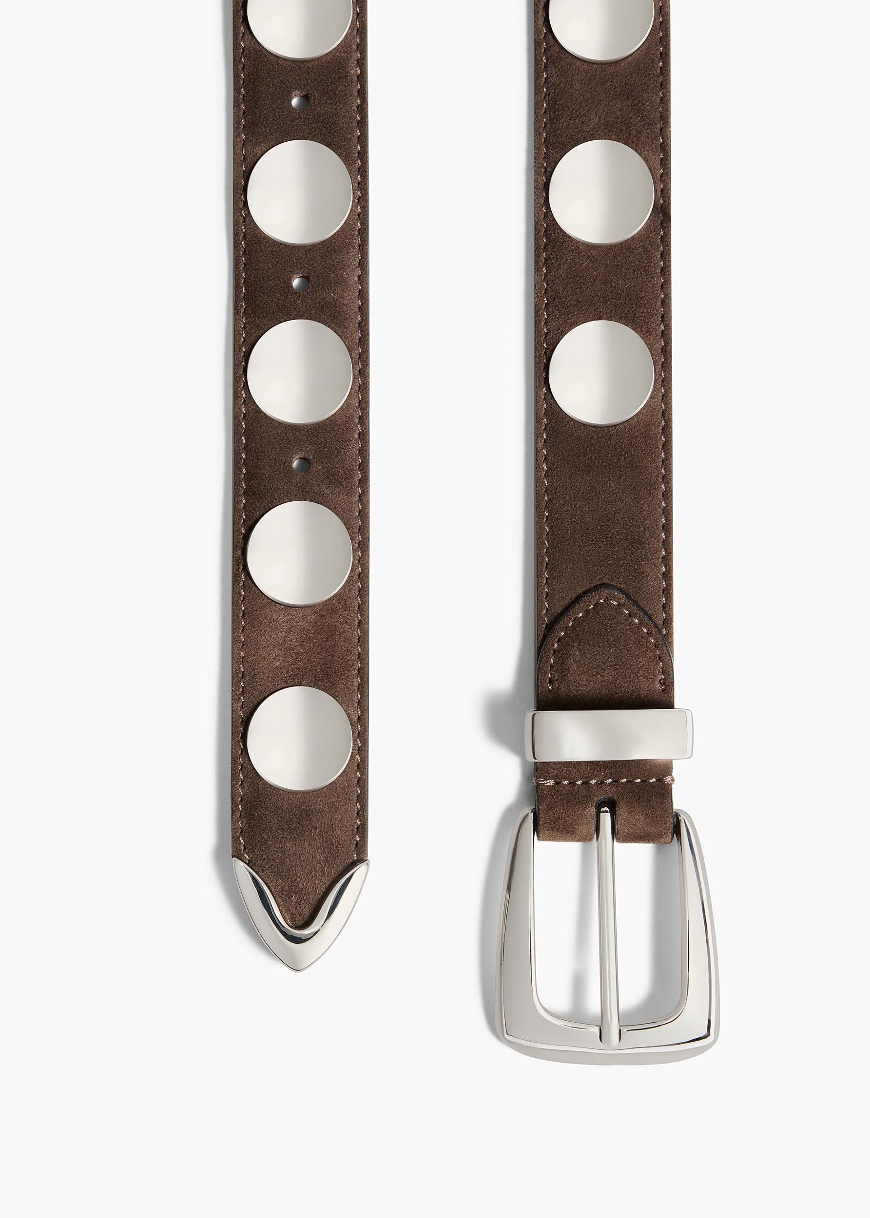 Benny Belt with Studs in Ebano Suede with Silver Product Image
