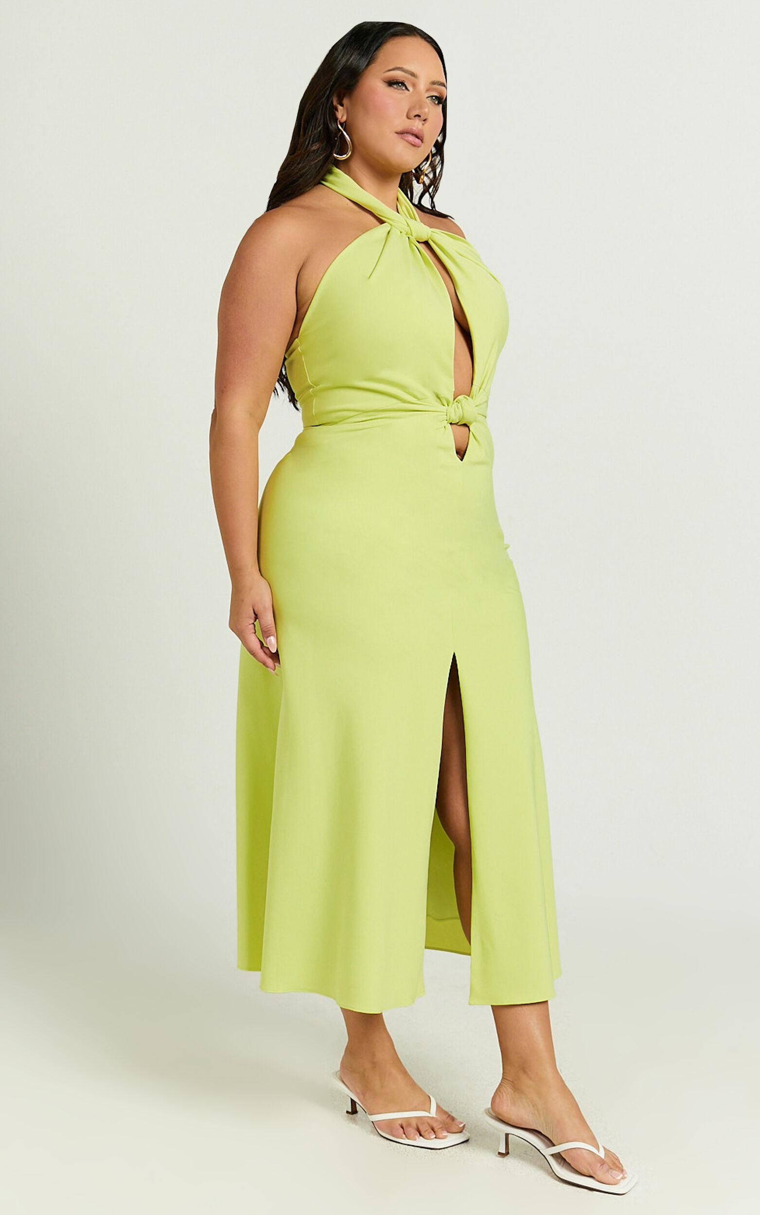 Amalie The Label - Levine Halter Front Cut Out Midi Dress in Citrus Product Image