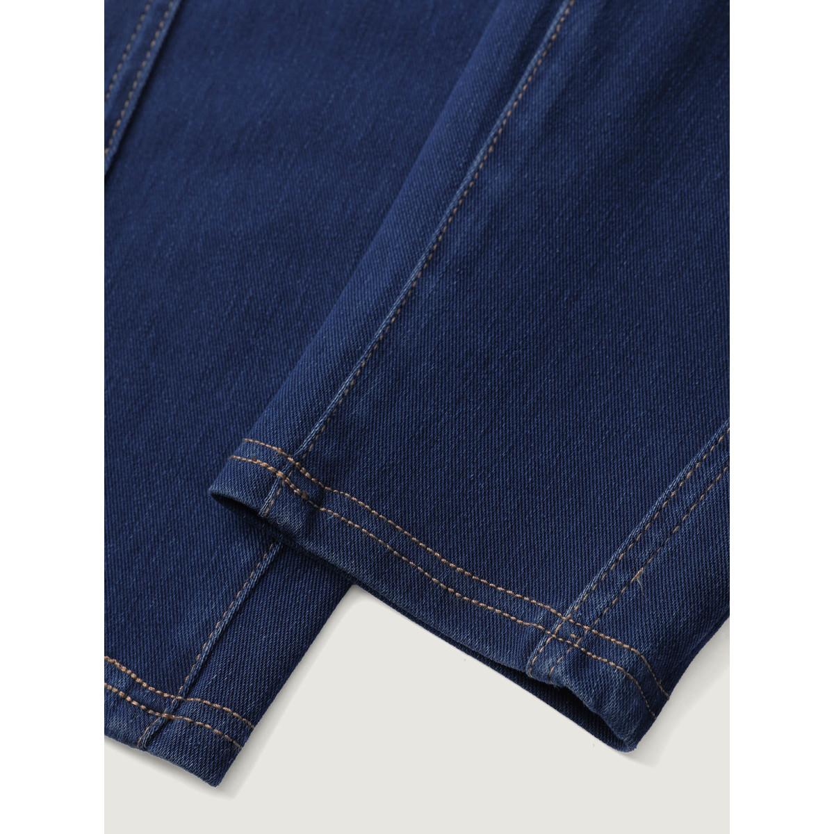 Plus Size Supersoft Stretchy Skinny-Fit Knit Jeans Women Darkindigo Leisure High stretch Slanted pocket Jeans BloomChic 28/5X Product Image