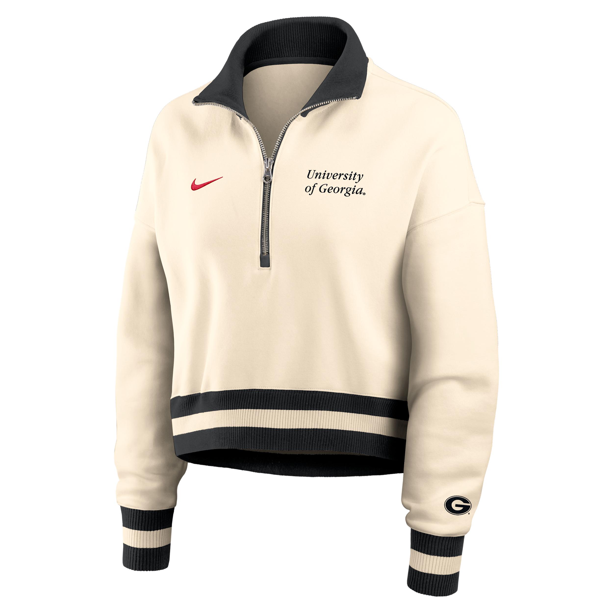 Georgia Legacy Nike Womens College Cropped 1/4-Zip Crew | 03O8014MNGB-FFD Product Image