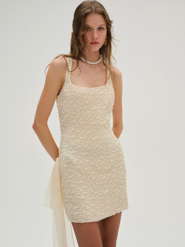 Frosted Organza Mini Dress — Cream Product Image