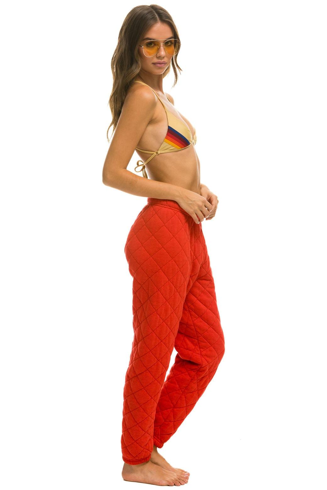 QUILTED SWEATPANTS - RED Female Product Image