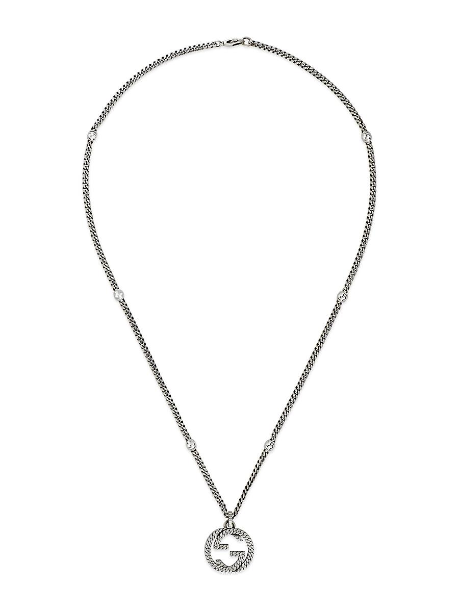 Mens Unisex Interlocking G Sterling Silver Necklace Product Image