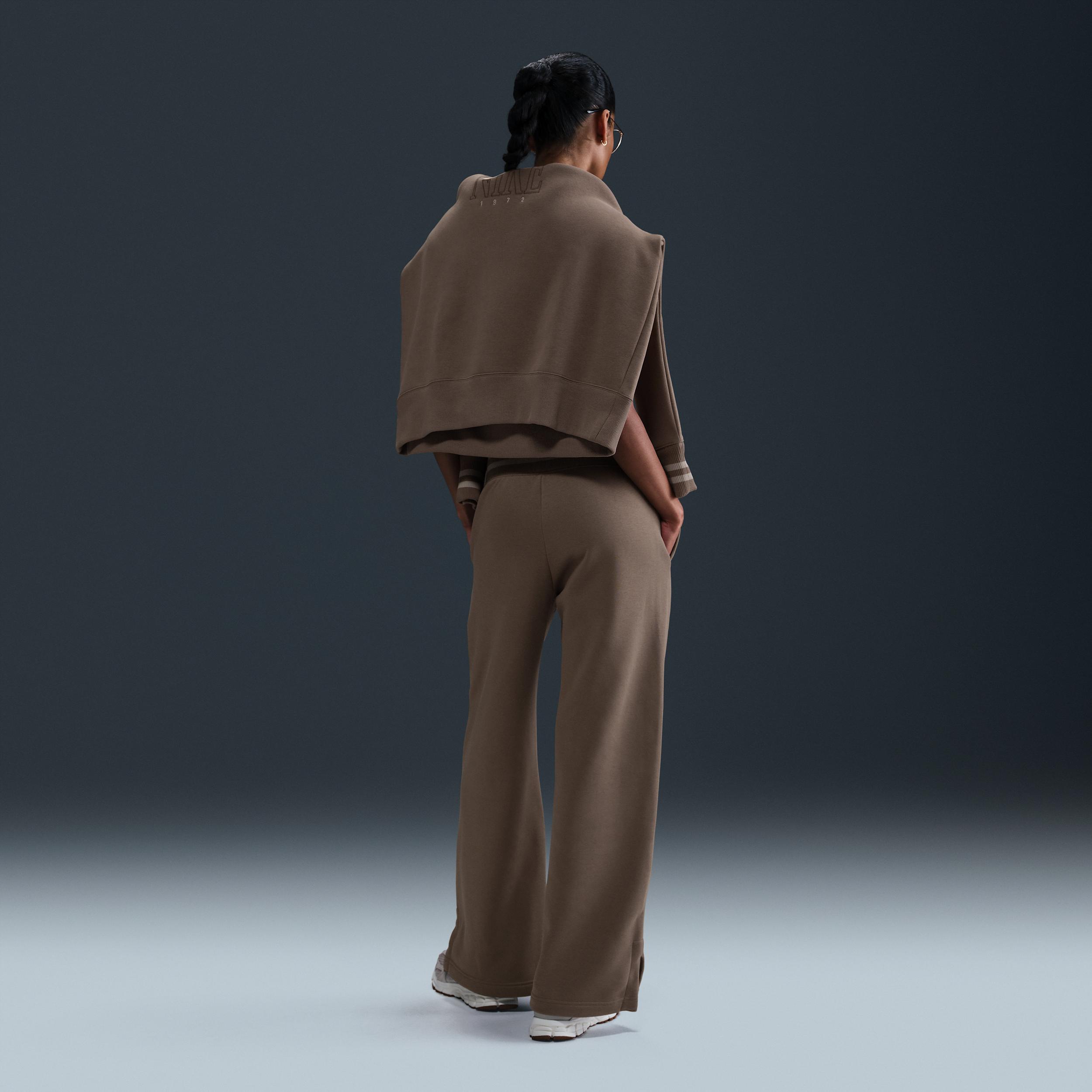 Nike Womens Nike NSW Phoenix Fleece High Rise GX Wide Pants - Womens Mink Brown Product Image