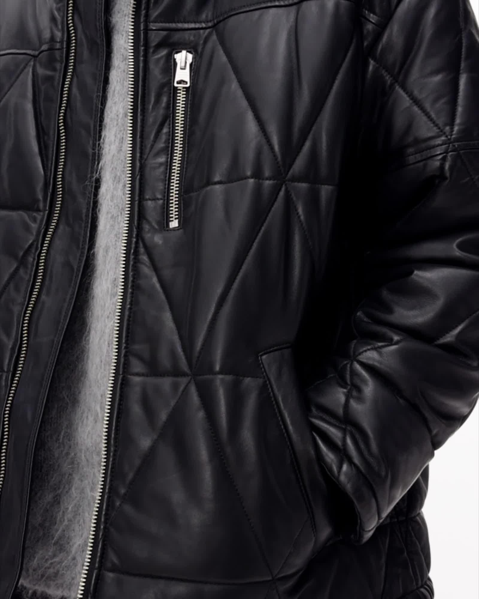 Brockwell Leather Puffer Jacket Black | ALLSAINTS US Product Image