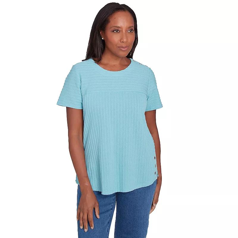 Women's Alfred Dunner Solid Textured Short Sleeve Tee,  Product Image