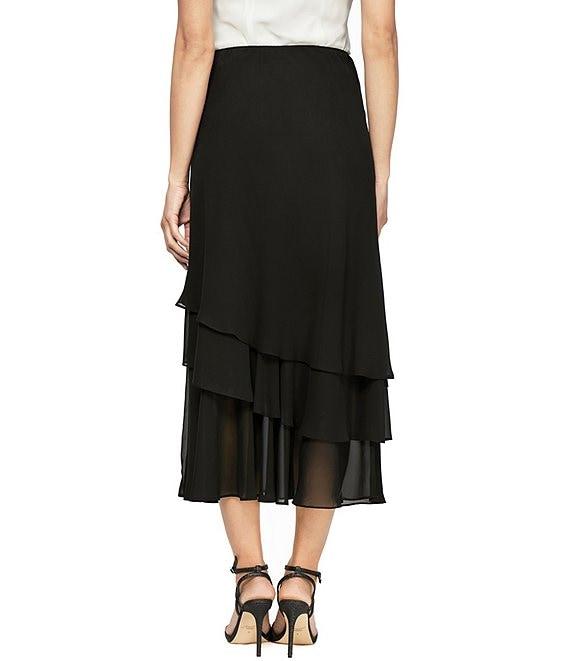 Alex Evenings Tiered Ruffle Chiffon A-Line Midi Skirt Product Image