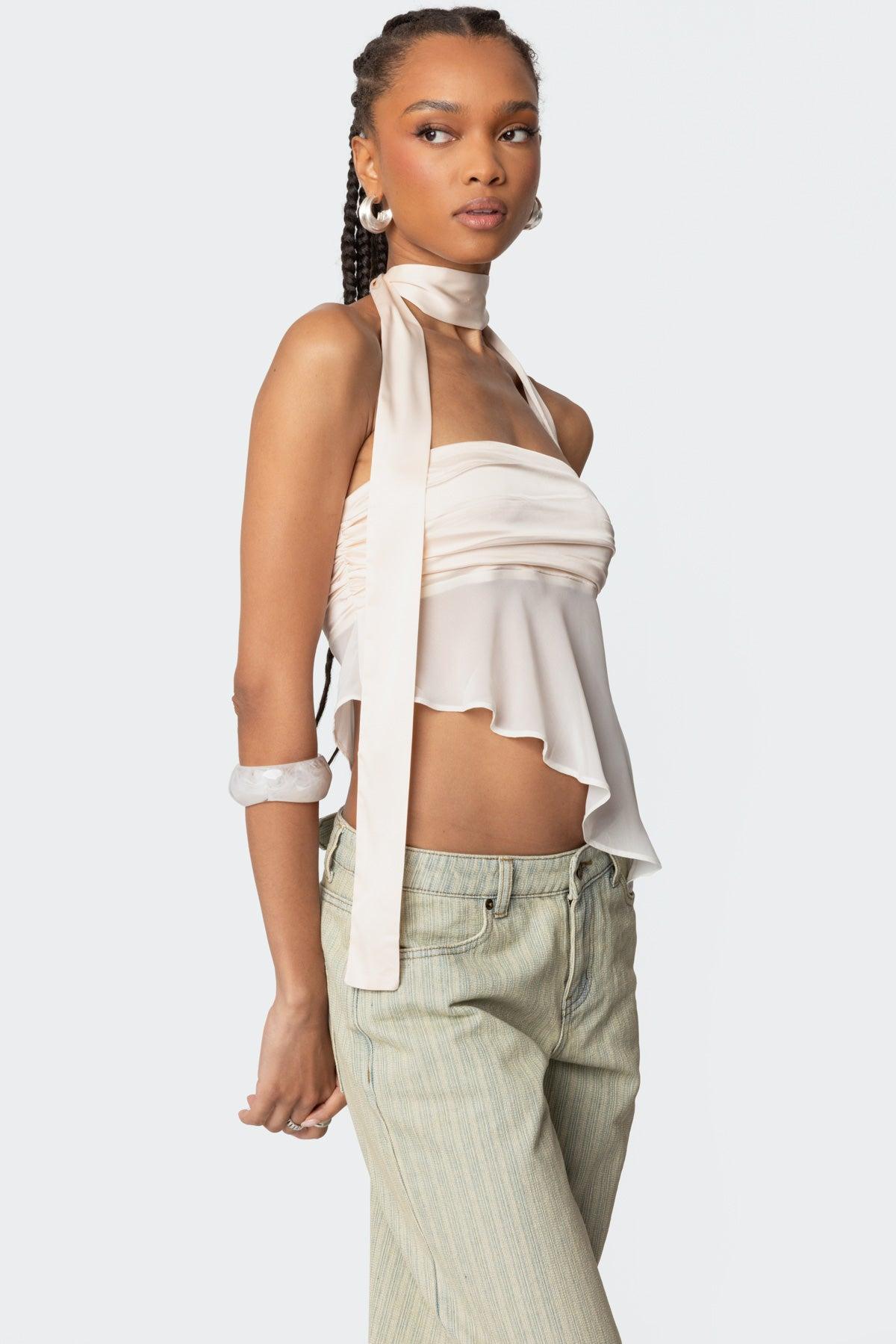 Asymmetric Two Piece Scarf Top Product Image