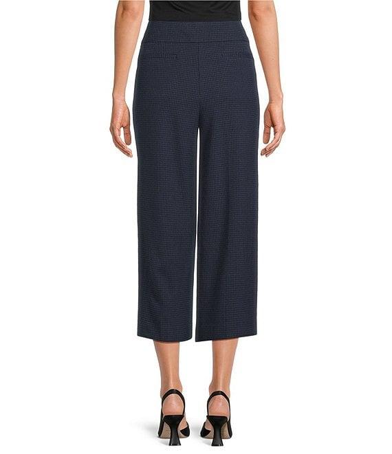 Investments Blue/Black PARK AVE Fit Elite Stretch Pull-On Wide Leg Crop Pants Product Image