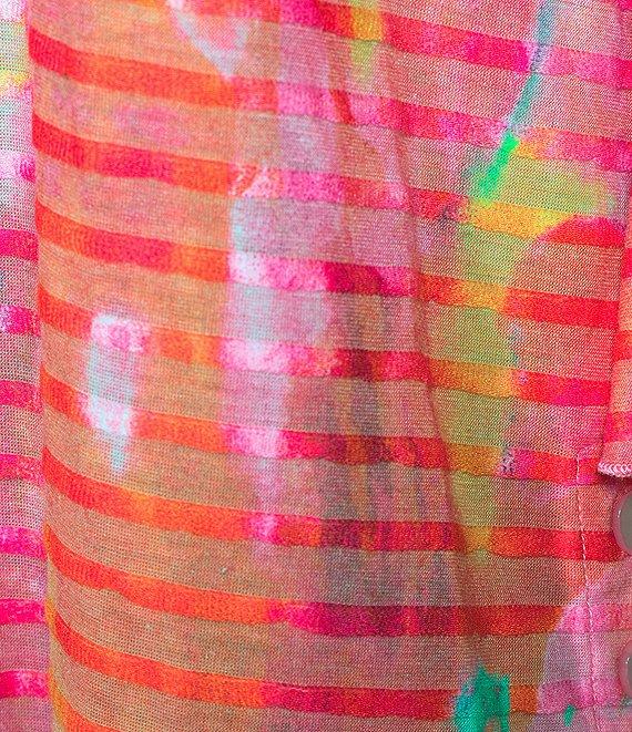 Ali Miles Knit Printed V-Neck 3/4 Bell Cuff Sleeve Tunic Product Image