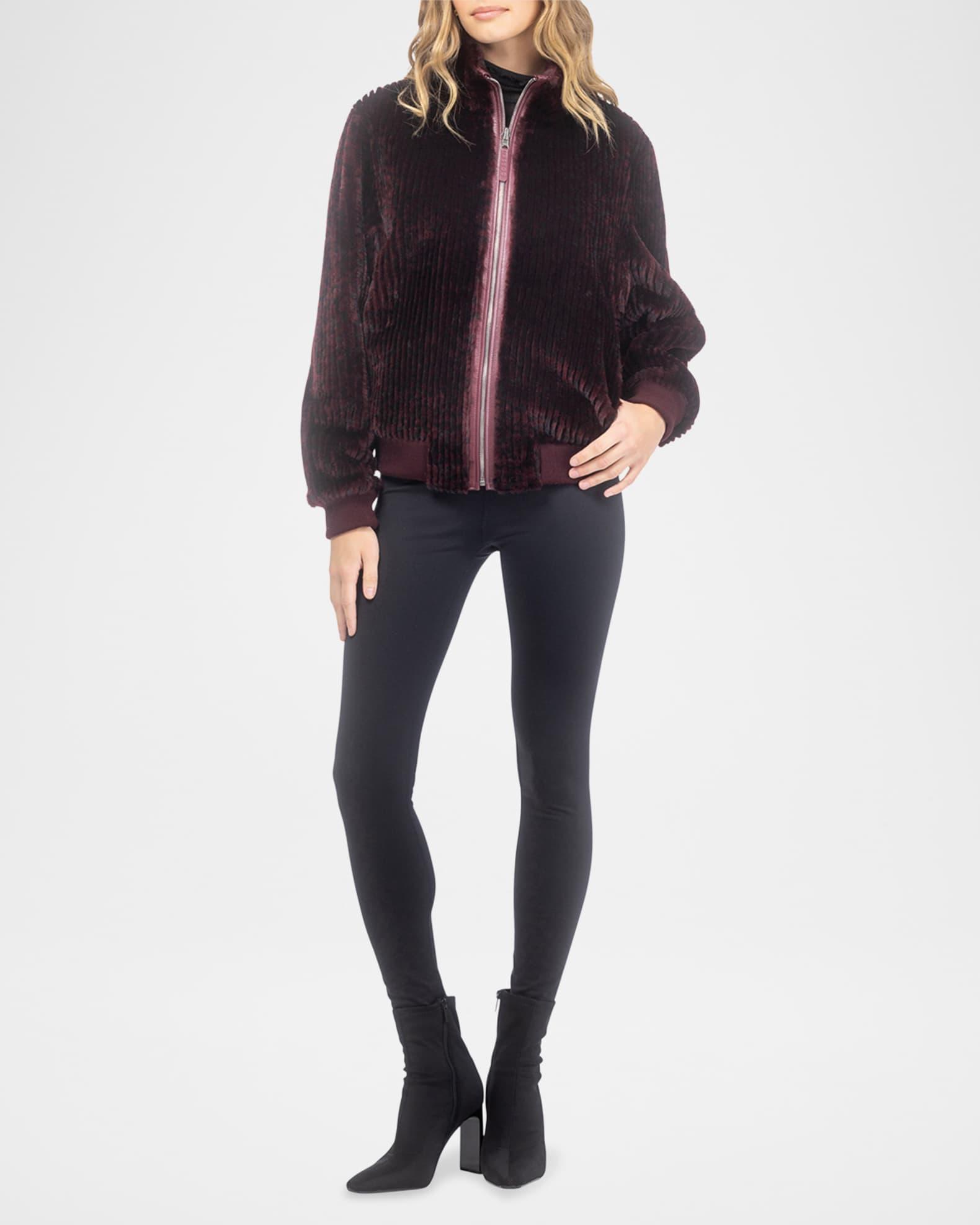 Reversible Select Grooved Shearling Lamb Insignia Bomber Jacket Product Image