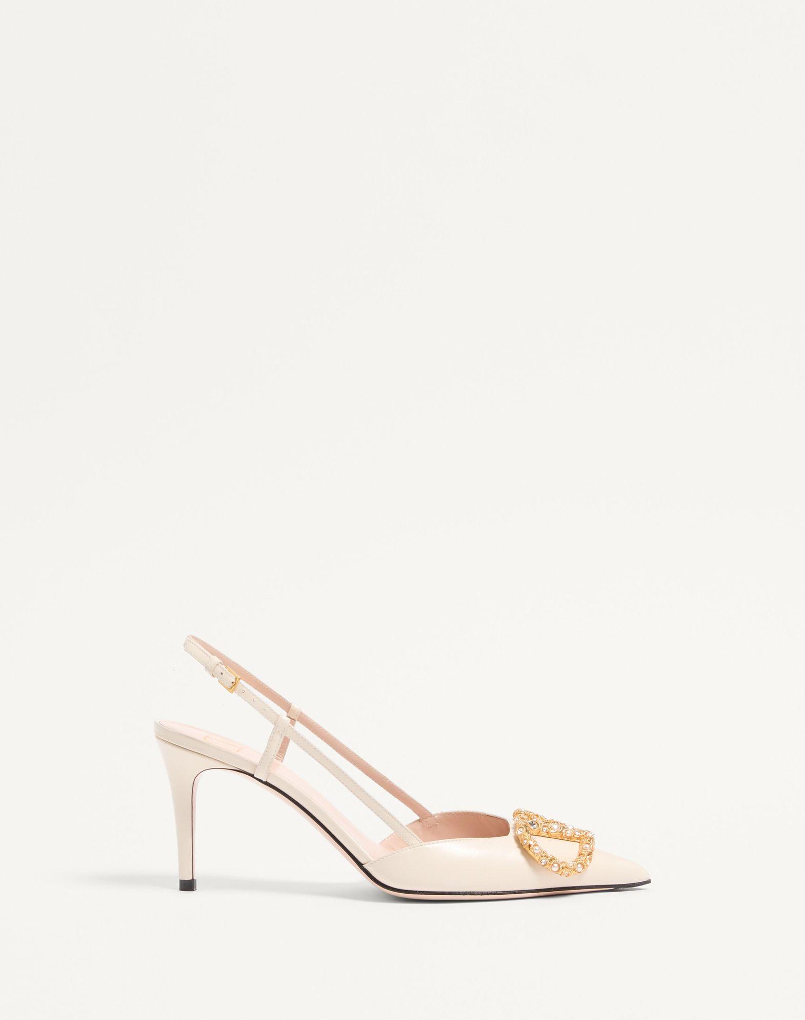 Vlogo Signature Slingback Calfskin Pump With Jewel Logo 80Mm Product Image