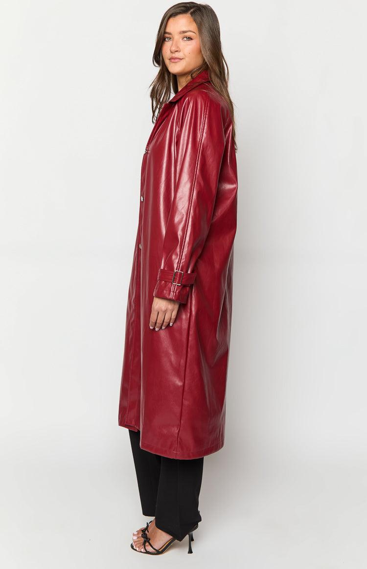 Finn Red PU Trench Coat Girls Product Image