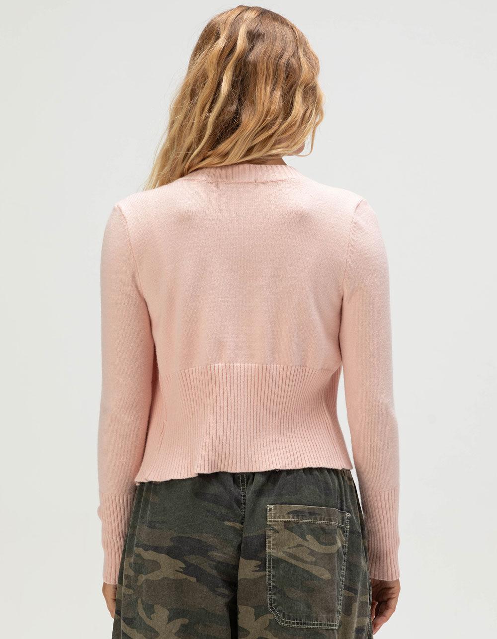 RSQ Womens High Rib Boyfriend Cardigan - LIGHT PINK Product Image