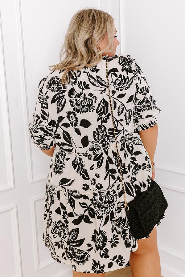 Vacay Ready Floral Mini Dress in Cream Curves Product Image