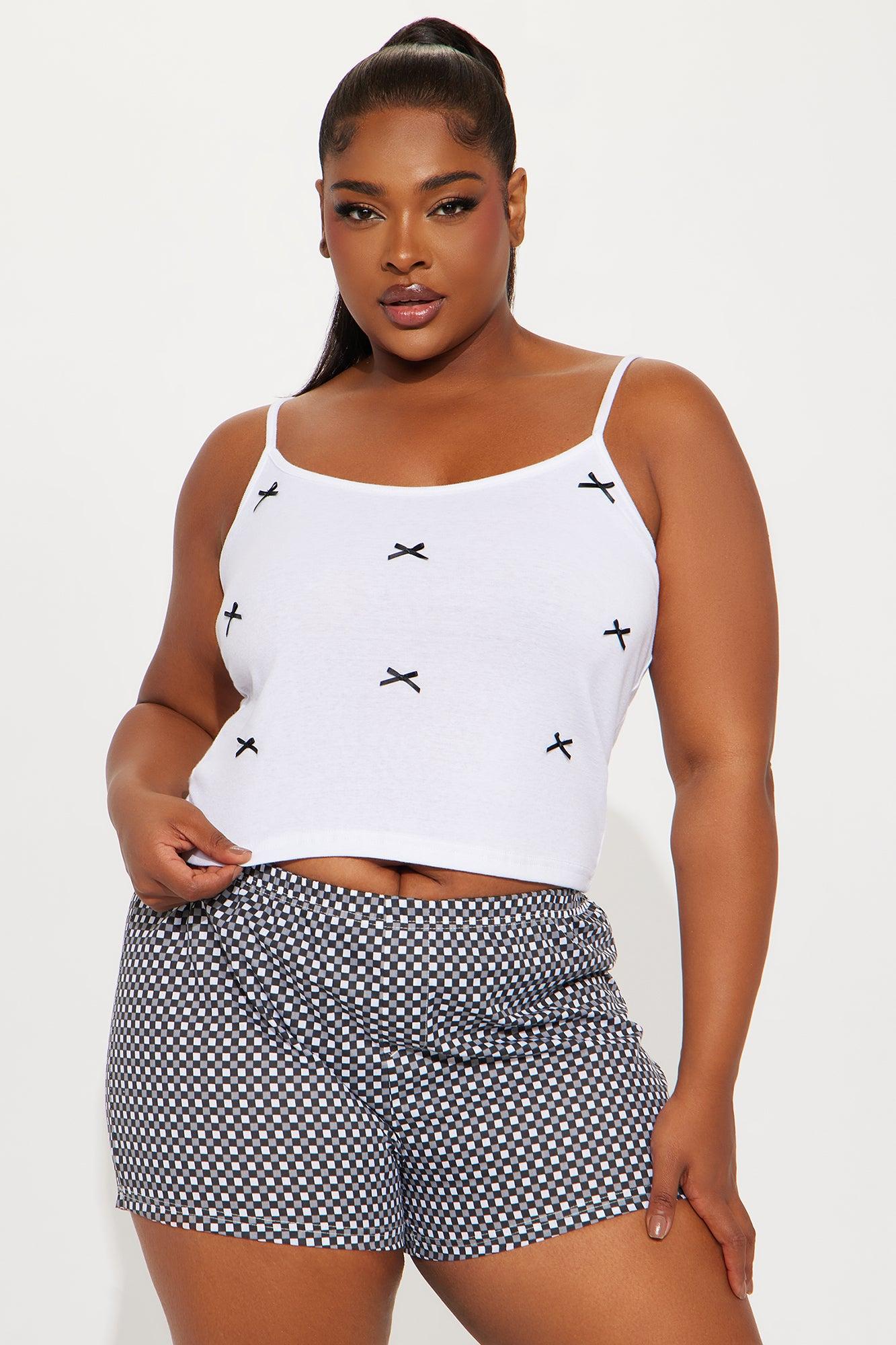 Put A Bow On It Ribbed PJ Boxer Short Set - Black Product Image