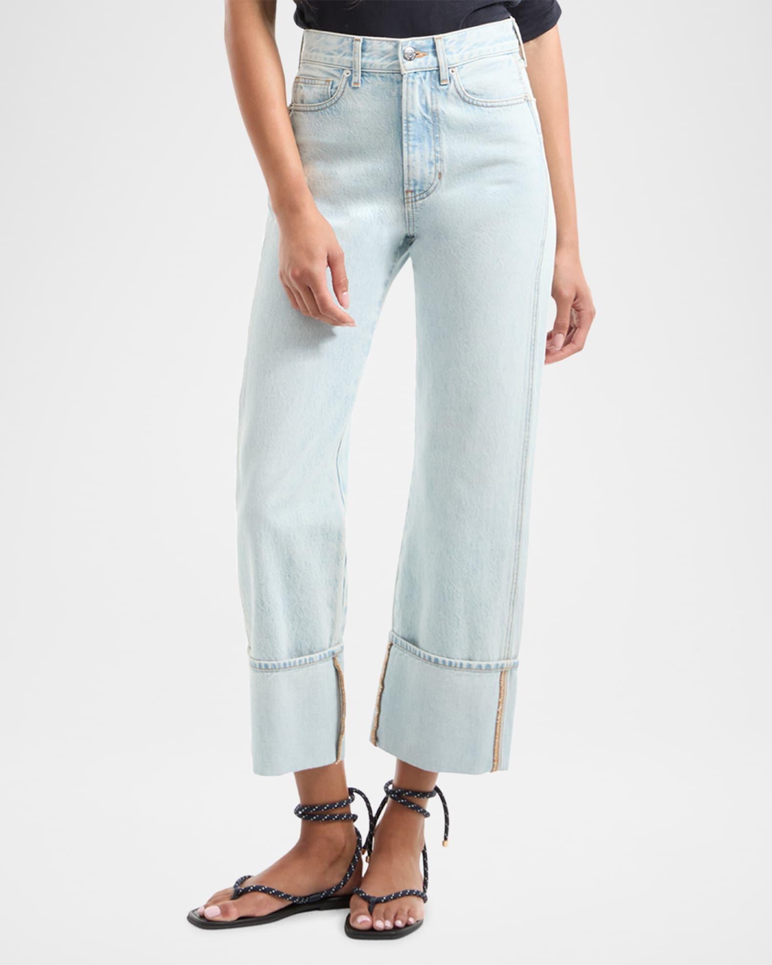 Dylan High-Rise Straight Cuffed Ankle Jeans Product Image