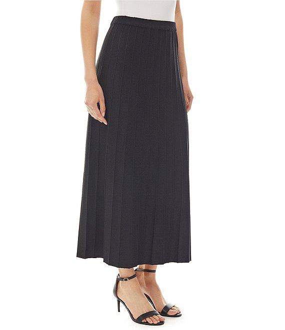 Ming Wang Soft Knit Pleated Pull-On Maxi Skirt Product Image