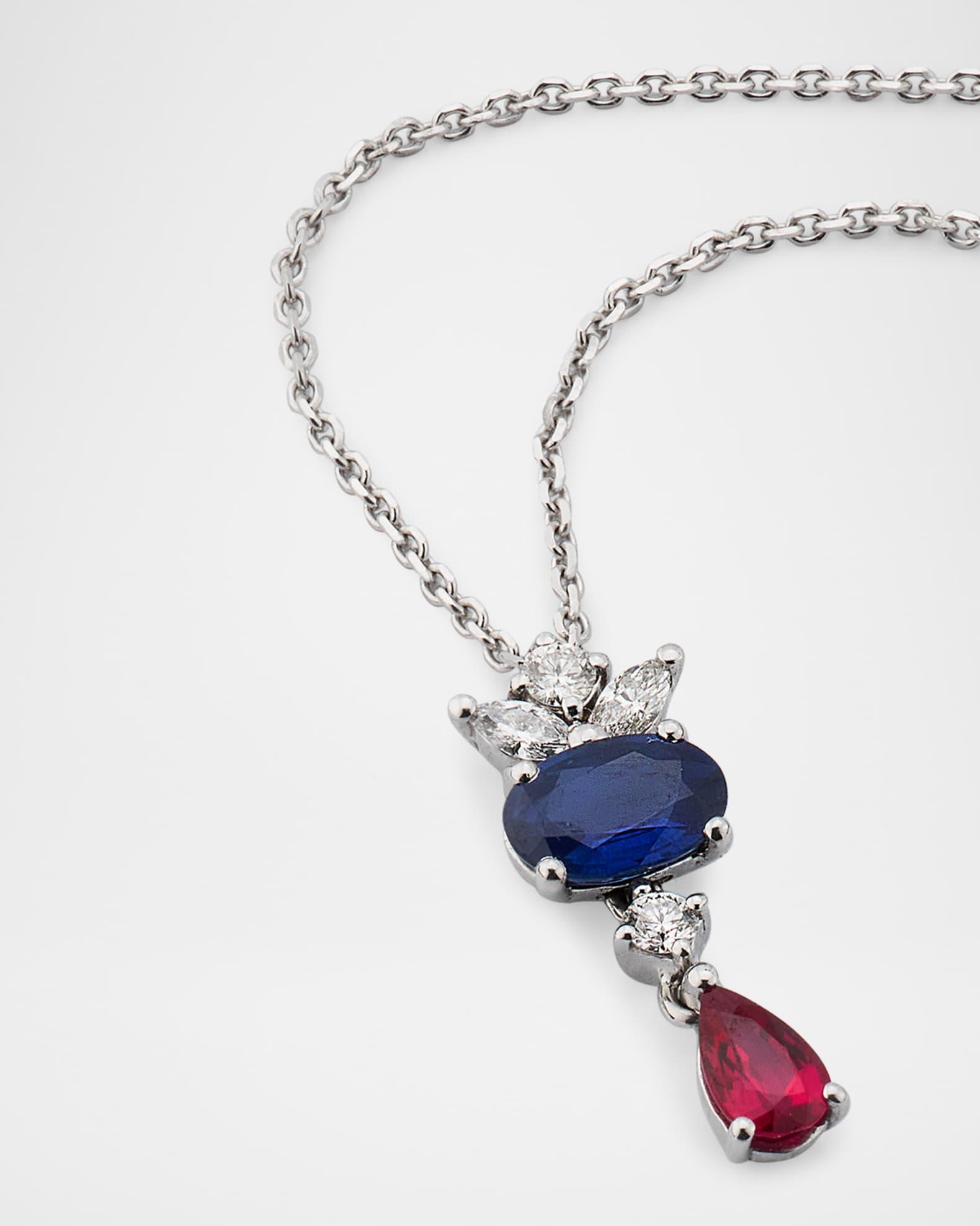 18K White Gold Tricolor Necklace with Diamonds Product Image