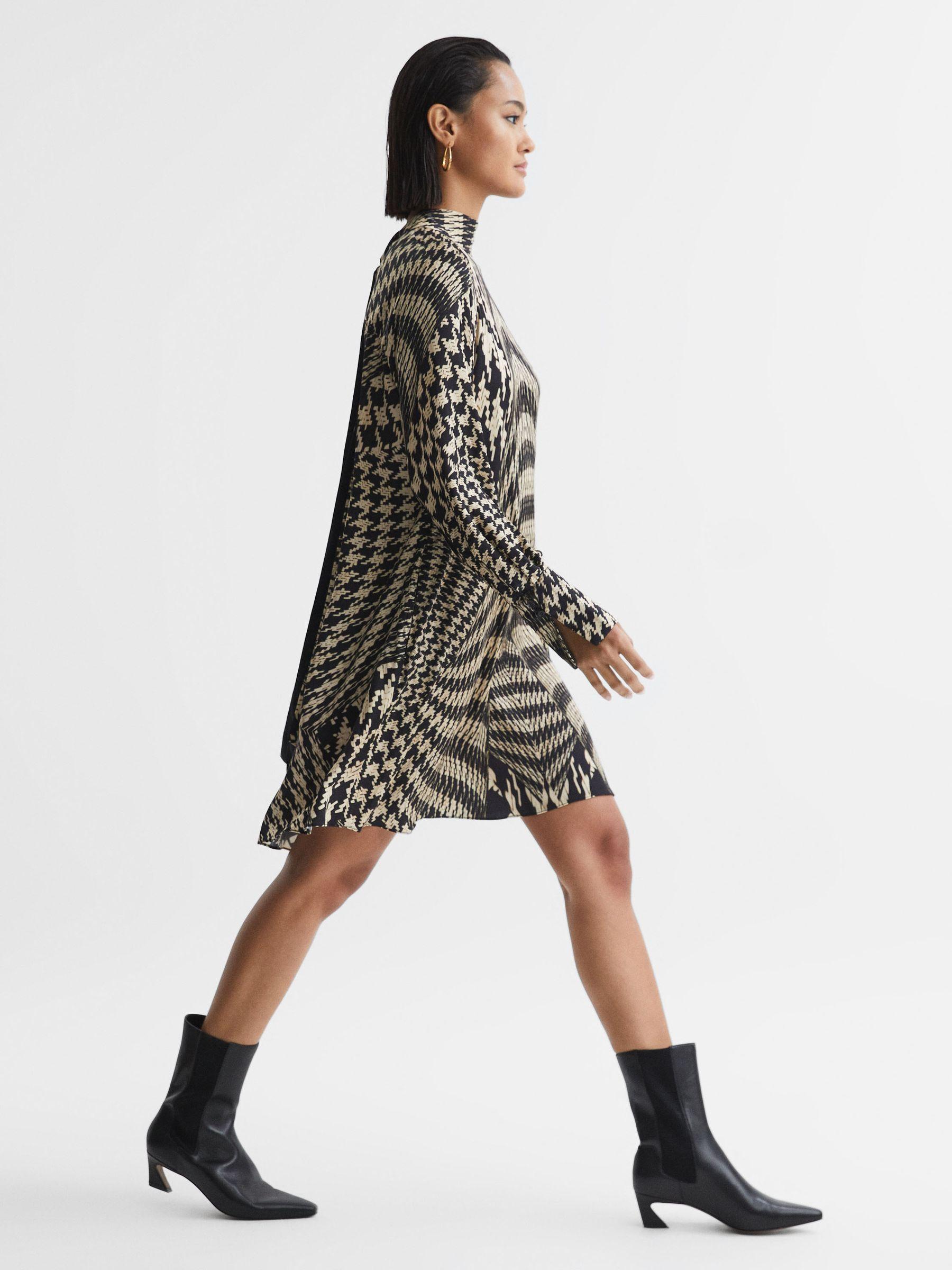 Dogtooth Mini Dress in Black/White Product Image