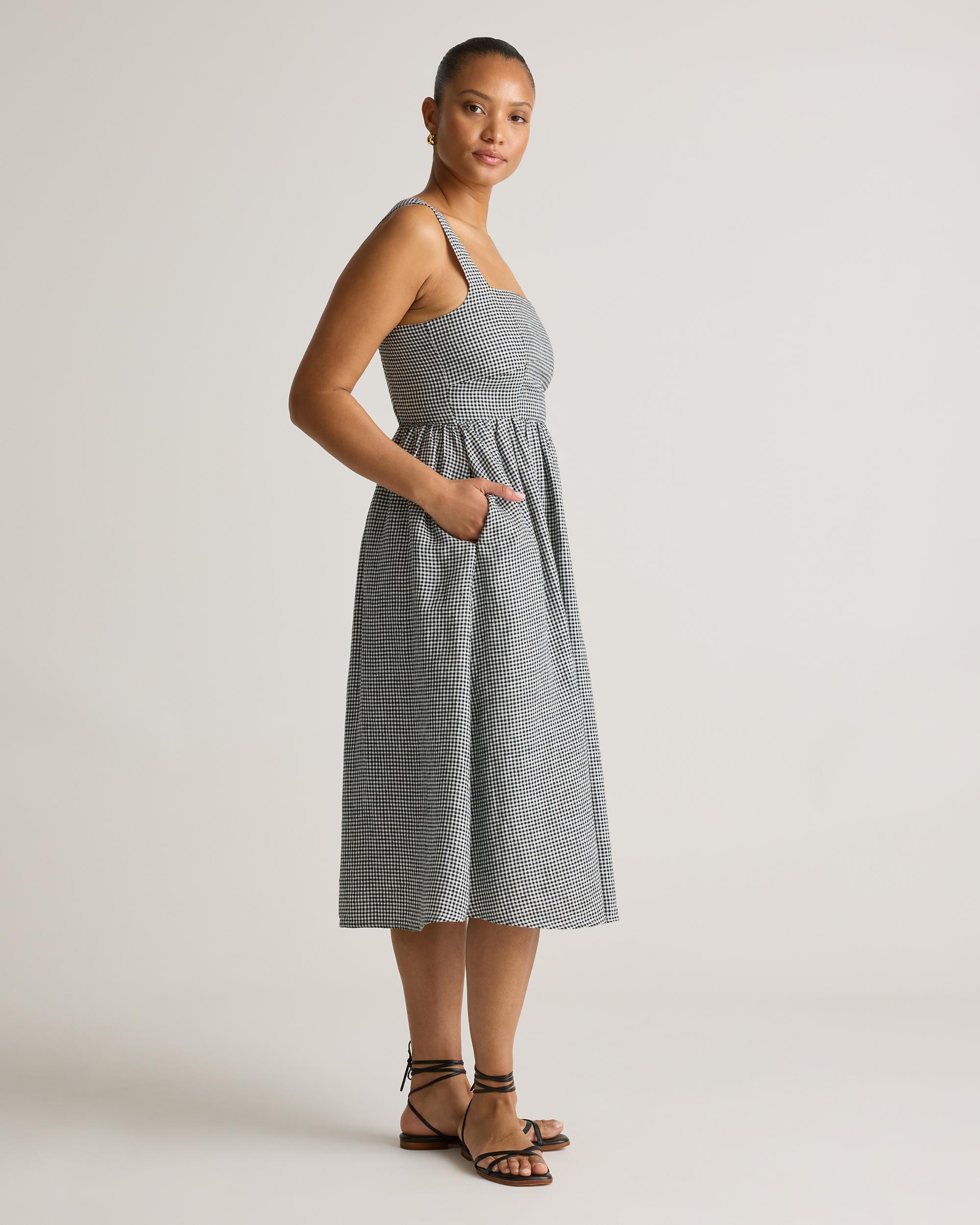 Quince | Women's 100% European Linen Fit & Flare Midi Dress Product Image
