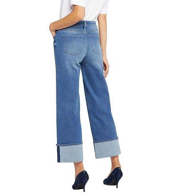 NYDJ Teresa Stretch Denim Wide Leg Cuffed Ankle Jeans Product Image