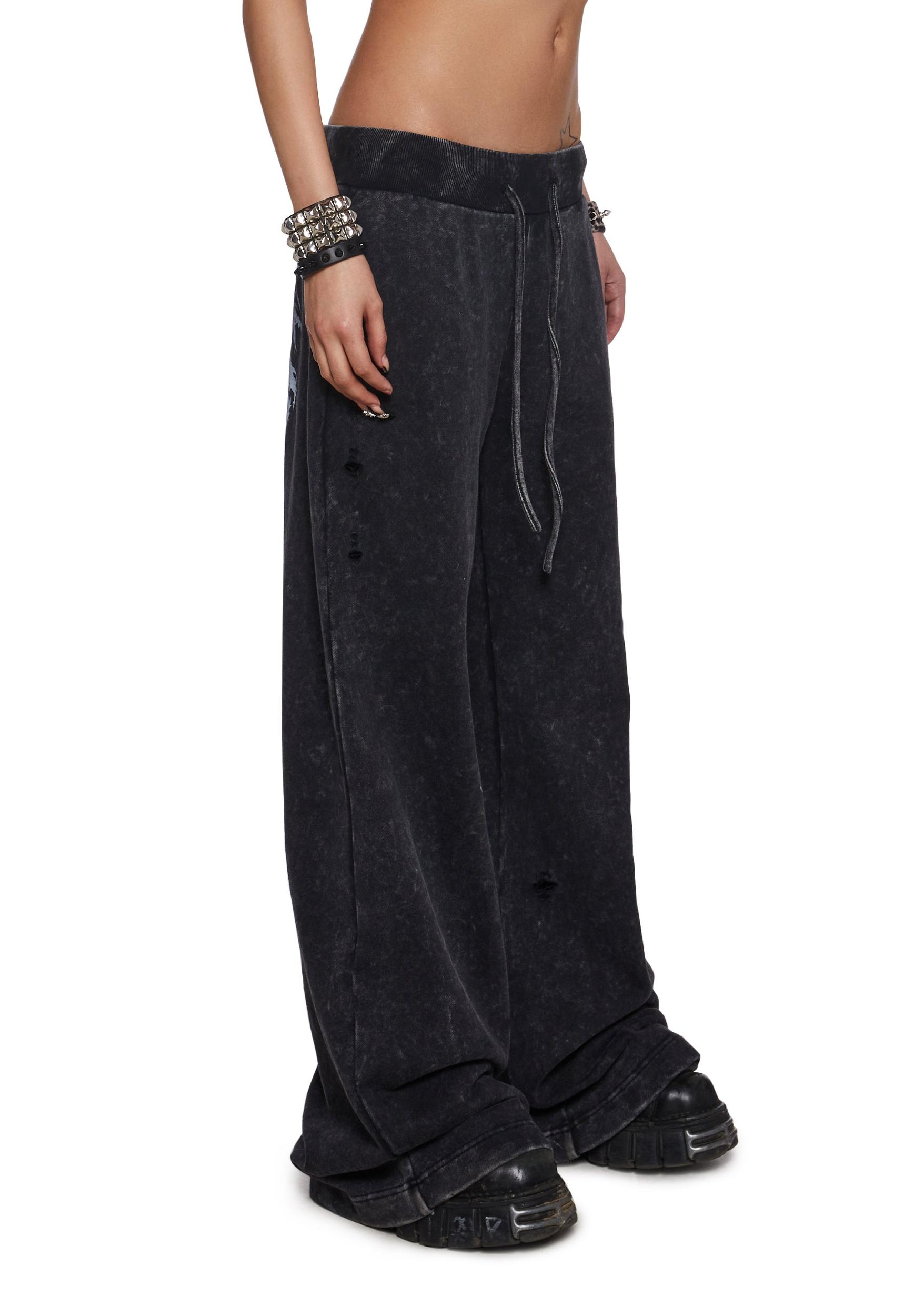 Womens Goth Washed Sweatpants Widow - Black Product Image