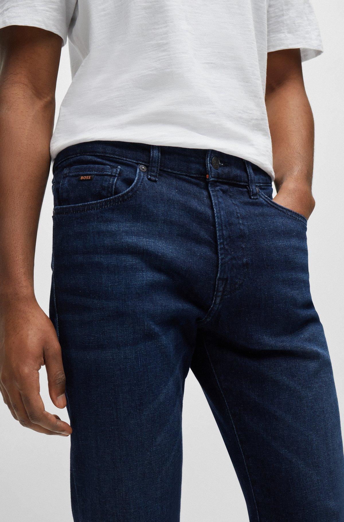 BOSS - Maine Regular-fit jeans in dark-blue comfort-stretch denim - Dark Blue Product Image