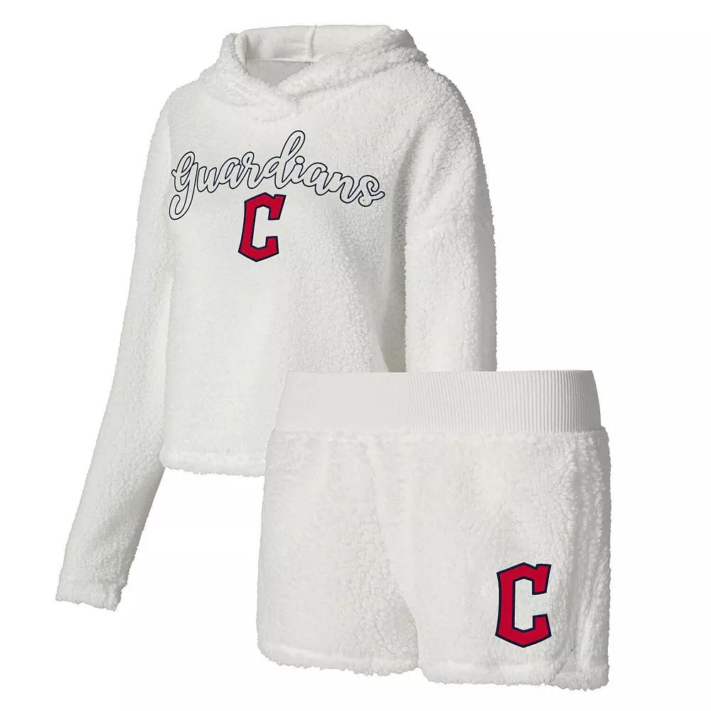 Women's Concepts Sport Cream Cleveland Guardians Fluffy Hoodie Top & Shorts Sleep Set,  Product Image