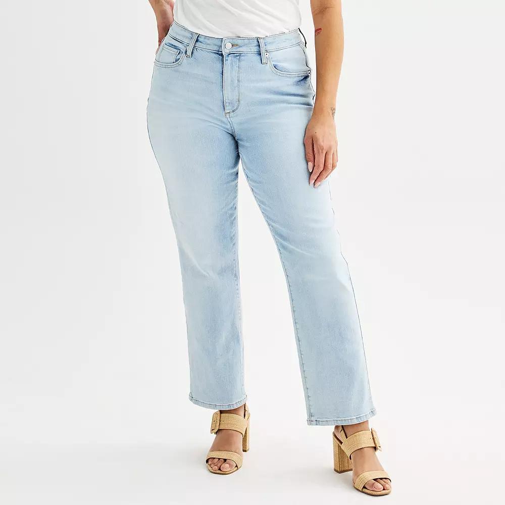 Women's Sonoma Goods For Life® High Rise Curvy Straight Jeans, Size: 14 Regular, Light Blue Product Image
