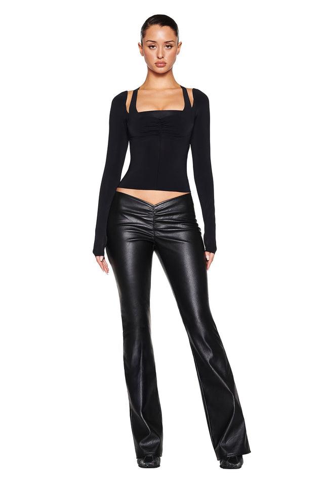 NERINA LONG SLEEVE TOP - BLACK Product Image