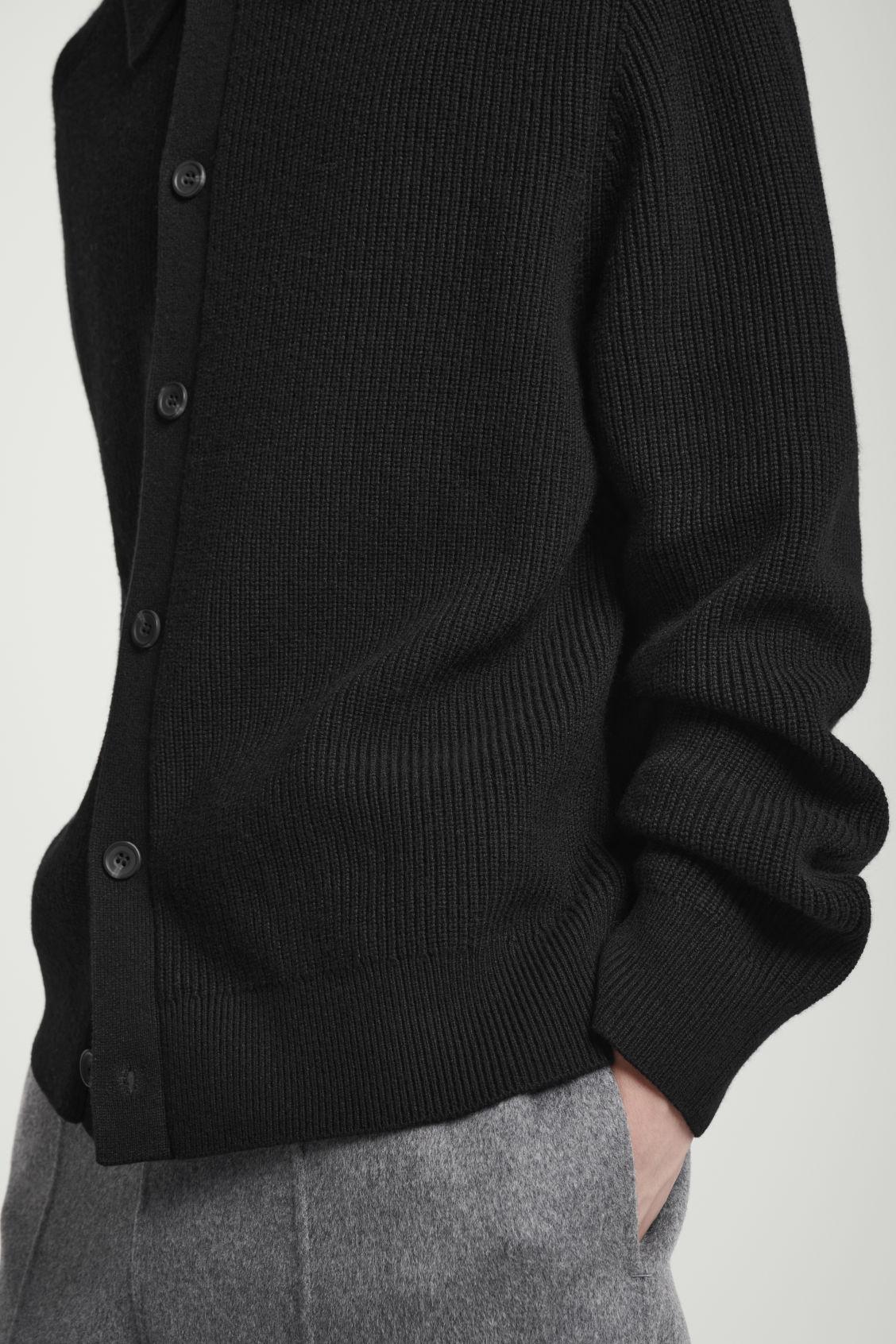 COLLARED RIBBED WOOL-CASHMERE CARDIGAN Product Image