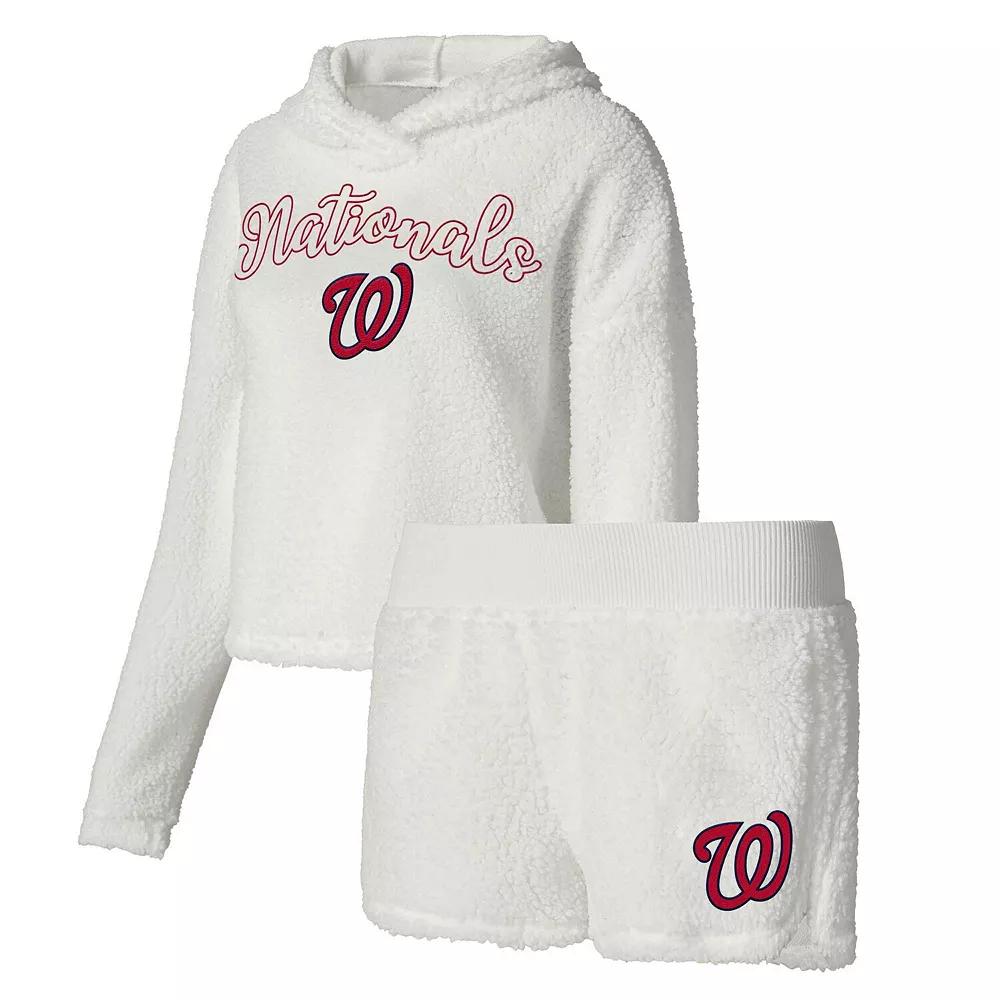 Women's Concepts Sport Cream Washington Nationals Fluffy Hoodie Top & Shorts Sleep Set,  Product Image